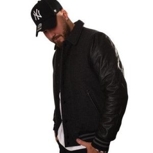 Veste Teddy Cuir LC8705 GRIS/NOIR