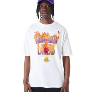 T-shirt Oversize Los Angeles Lakers NBA Flame Graphic BLANC
