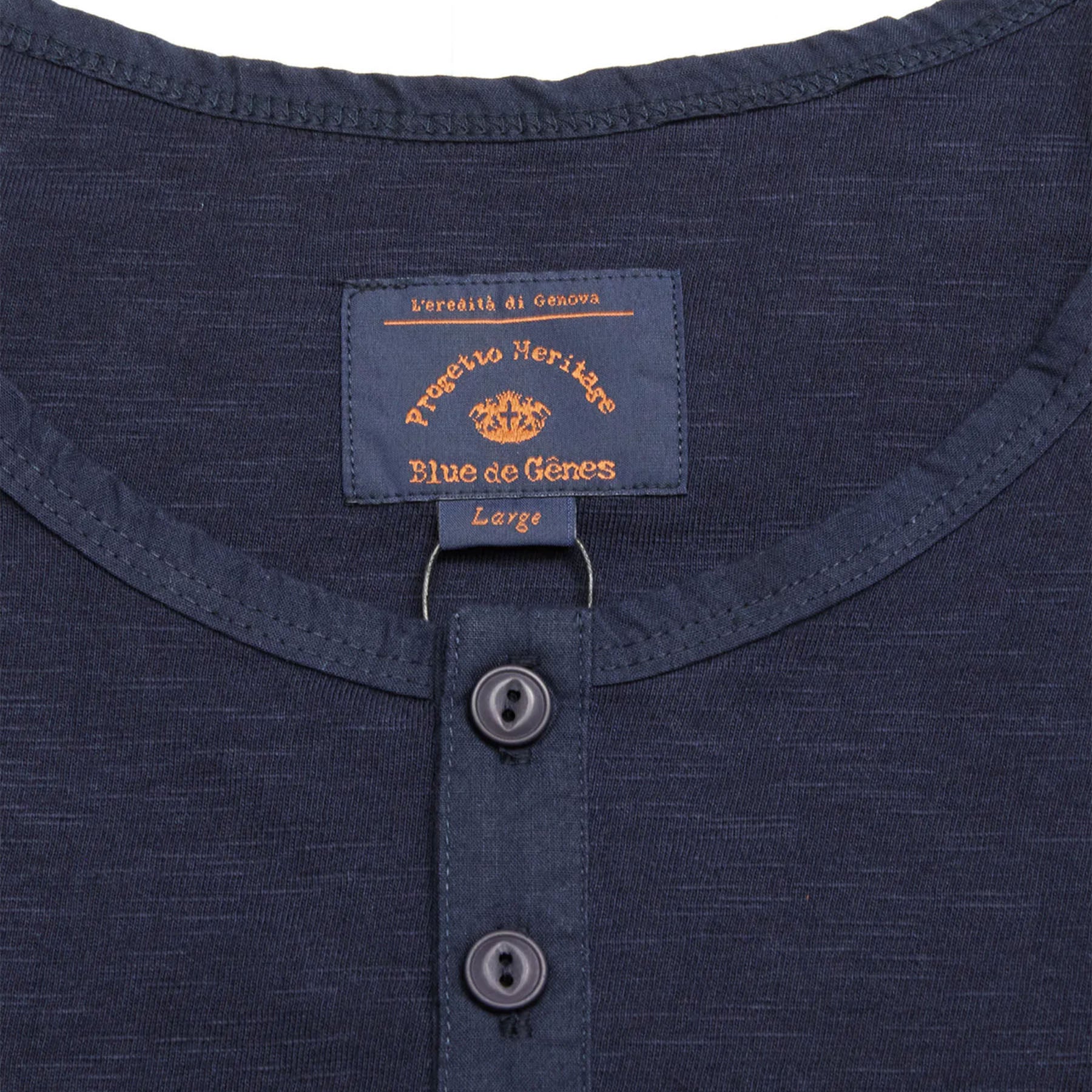 Blue de Gênes T-Shirt Grandad Blue – Image 3